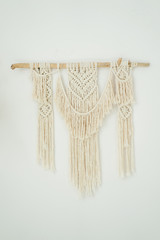 Handmade rope macrame on the wall