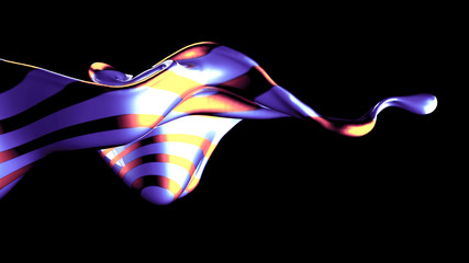 Beautiful elegant metal splash on a black background. 3d illustration, 3d rendering.