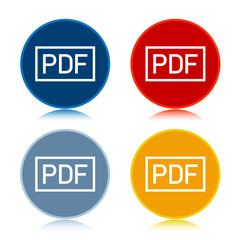 PDF icon trendy flat round buttons set illustration design