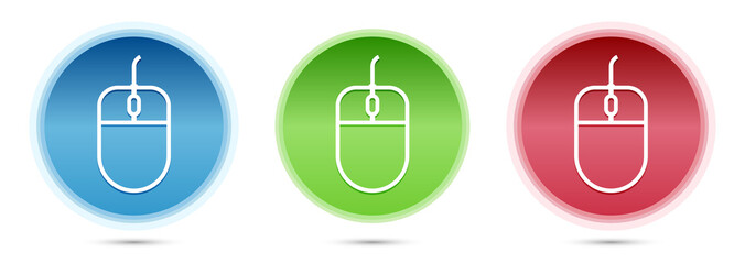 Mouse icon glass round buttons set illustration