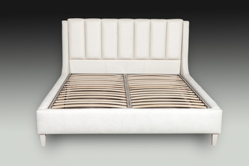 Double bed with soft back and base. Comfortable bedroom furniture.
