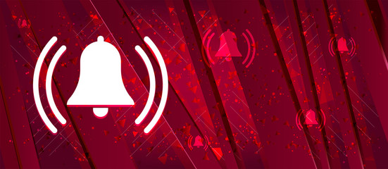 Alarm ringing bell icon Abstract design bright red banner background