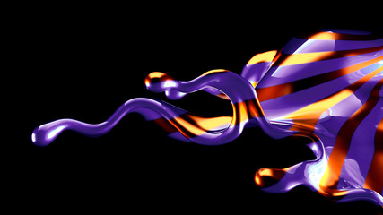 Beautiful elegant metal splash on a black background. 3d illustration, 3d rendering.