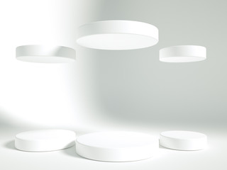 Elegant, beautiful abstract background with elements, studio, pedestal, minimalism. 3d illustration, 3d rendering.