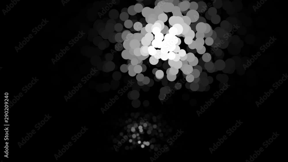 Poster endless beautiful small circles of white color illuminated by a flashlight flare, seamless loop. ani