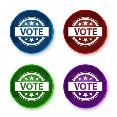 Vote badge icon shiny round buttons set illustration