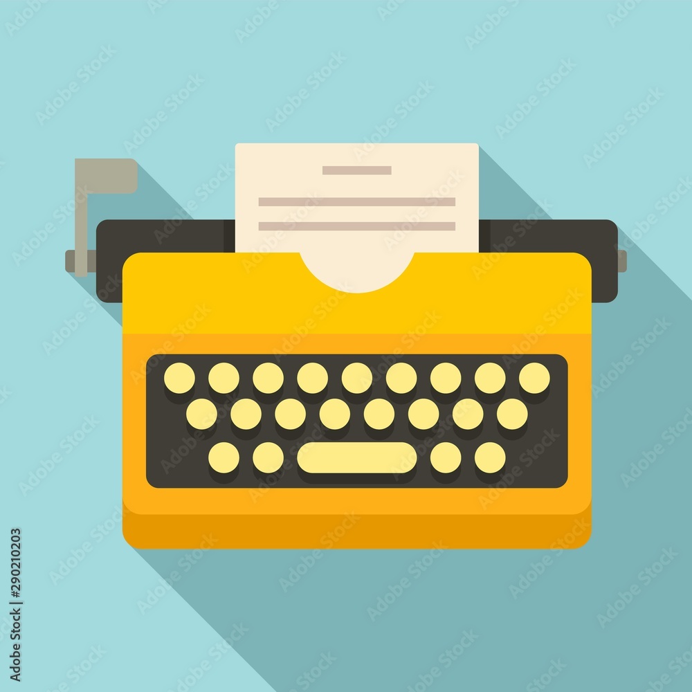 Poster typewriter icon. flat illustration of typewriter vector icon for web design