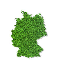 Vector isolated simplified illustration icon with green grassy silhouette of Germany map. White background