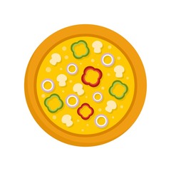 Vegetarian pizza icon. Flat illustration of vegetarian pizza vector icon for web design