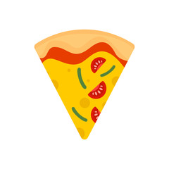 Slice of mozzarella pizza icon. Flat illustration of slice of mozzarella pizza vector icon for web design