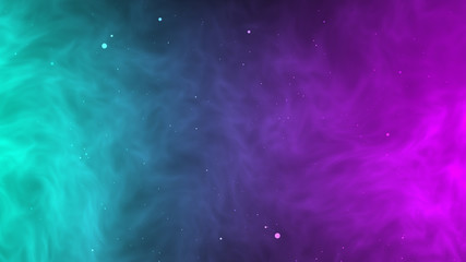Green and pink smoke dynamic abstract background texture with brightness of star galaxy