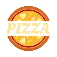 Pizza label logo. Flat illustration of pizza label vector logo for web design