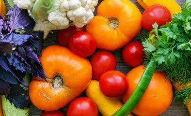 Colorful fresh vegetables background.