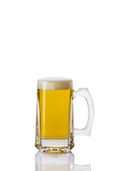 Perfect Mug of beer with foam on white background