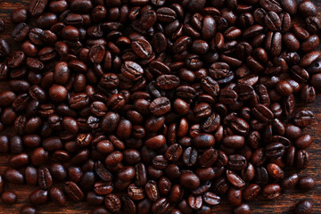 coffee beans on wooden table