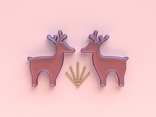 pink flat scene abstract christmas decoration object 3d rendering
