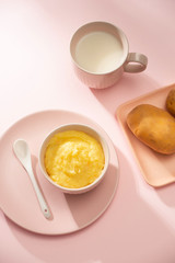 Homemade vegetable baby food. Potato puree for baby
