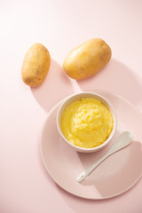 Homemade vegetable baby food. Potato puree for baby