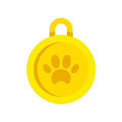 Gold dog medal icon. Flat illustration of gold dog medal vector icon for web design