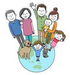 仲良しファミリー　三世代家族　地球