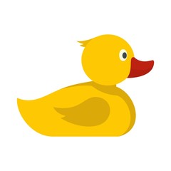 Yellow bath duck icon. Flat illustration of yellow bath duck vector icon for web design