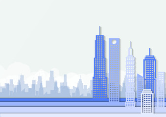 cityscape paper cut.Vector illustration; paper cut origami; metropolitan building cityscape in bright day - Vector