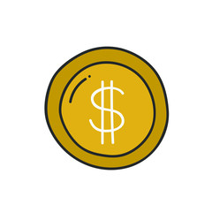 Obraz premium Dollar coin thin line icon isolated on white. Vector illustration EPS10. 
