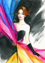schöne Frau. Modeillustration. zeitgenössische Aquarellmalerei © Anna Ismagilova