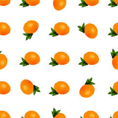 Abstract Vector seamless pattern. Cute different oranges, tropical fruits background. Perfect for kitchen, food, drinks, juice, textile and paper texture design and more. Bright summer theme