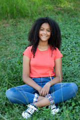 Beautiful african girl doing yoga