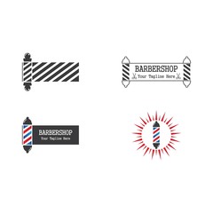 Barber pole set  logo ilustration