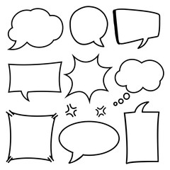 Empty comic bubbles and elements set vector