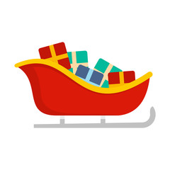 Santa sleigh icon. Flat illustration of santa sleigh vector icon for web design