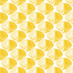 Vector seamless pattern. Damask texture, old fashion, victorian Europe ornament with modern colors. Minimalistic style background. Abstract design for fabric, textile, wallpaper, paper