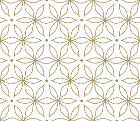 Nahtloses Muster mit abstrakter geometrischer Linienbeschaffenheit, Gold auf weißem Hintergrund. Helle moderne einfache Tapete, heller Fliesenhintergrund, monochromes Grafikelement