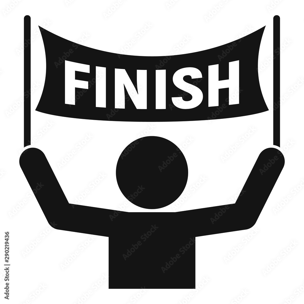 Poster man finish banner icon. simple illustration of man finish banner vector icon for web design isolated