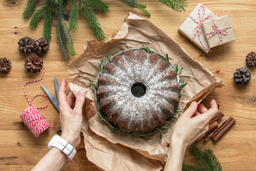 Christmas gifts packing concept