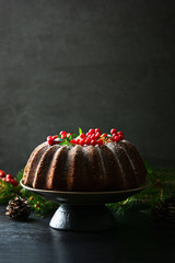Christmas home baked chocolate bundt cake
