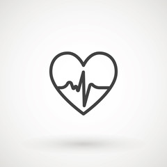 Heartbeat heart beat pulse flat vector icon for medical apps and websites.