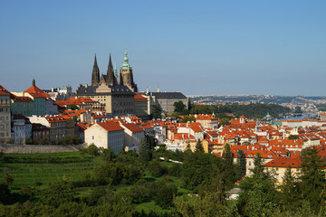 Fototapeta premium Prague Castle, Vltava River and Old town cityscape, Czech Republic