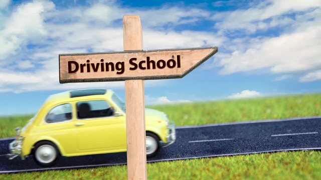 Street Sign to the Driving School