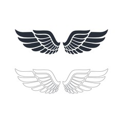Wings. Flight. Vector icon isolated on white background.