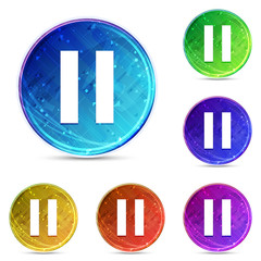 Pause icon digital abstract round buttons set illustration
