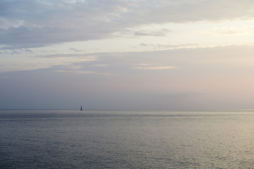 Fototapeta na wymiar Beautiful morning seascape in Sicily. Cefalu, Italy