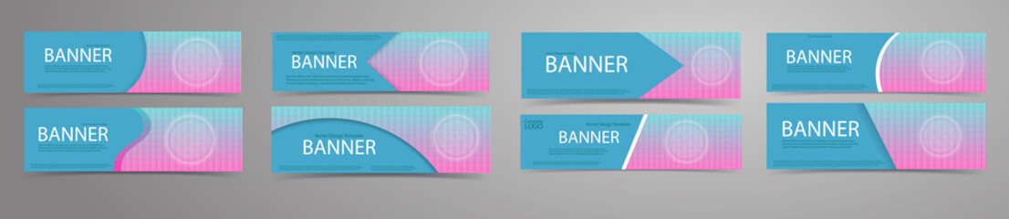 Abstract banners with holograhic pattern background and white button. Vector template set.