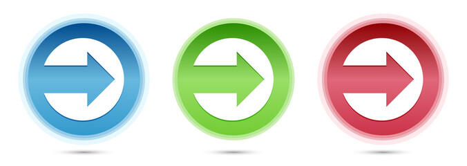 Next arrow icon glass round buttons set illustration