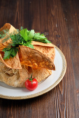 Dish in pita bread. menu for catering