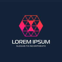 Fototapeta premium Number 8 eight and hexagon logo design. technology digital with colorful triangle. construction software concept- Vector