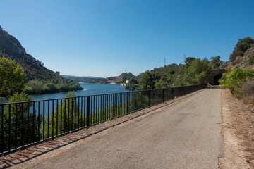 Fototapeta premium The Ebro river next to the greenway of Tarragona