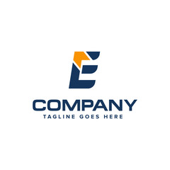 Letter E and arrow logo design vector. Abstract logo design.